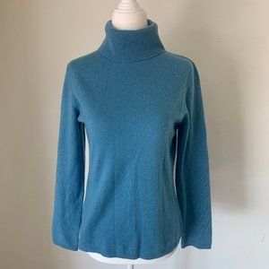 Blue 100% Cashmere Turtleneck Sweater
